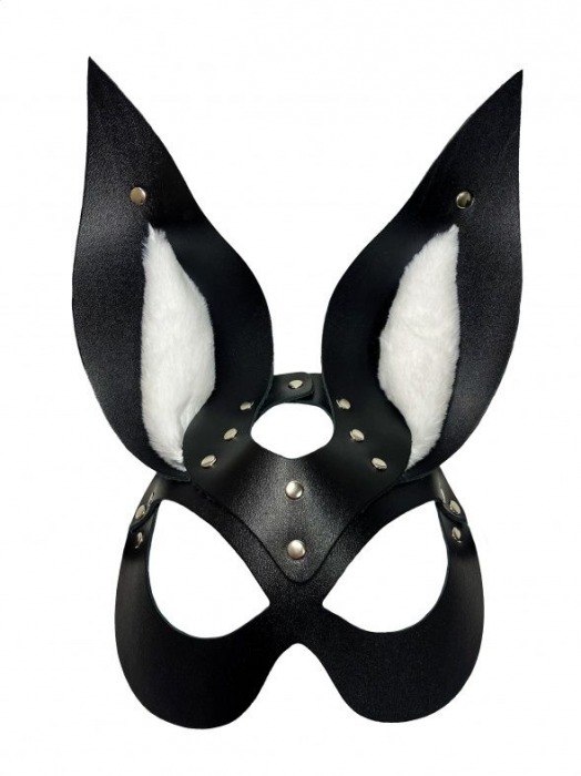 Черная маска зайки с белым мехом на ушках Miss Bunny - БДСМ Арсенал - купить с доставкой в Сургуте