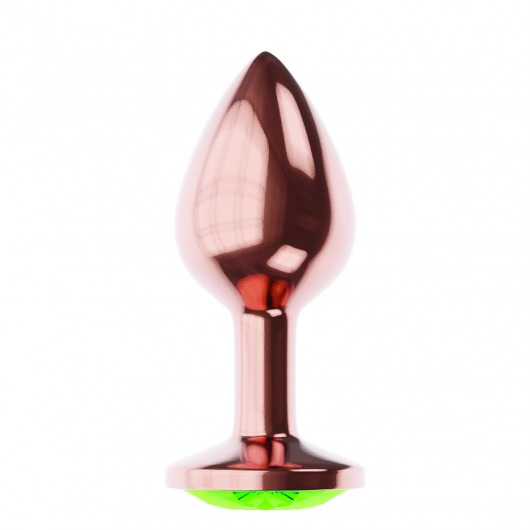 Пробка цвета розового золота с лаймовым кристаллом Diamond Emerald Shine S - 7,2 см. - Lola Games - купить с доставкой в Сургуте
