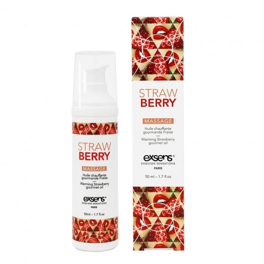 Разогревающее массажное масло  с ароматом клубники Gourmet Strawberry - 50 мл. - Exsens - купить с доставкой в Сургуте