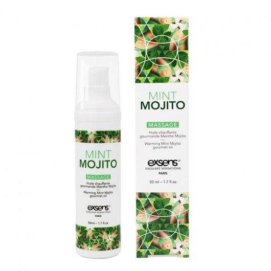 Разогревающее массажное масло с ароматом мохито Gourmet Mint Mojito - 50 мл. - Exsens - купить с доставкой в Сургуте
