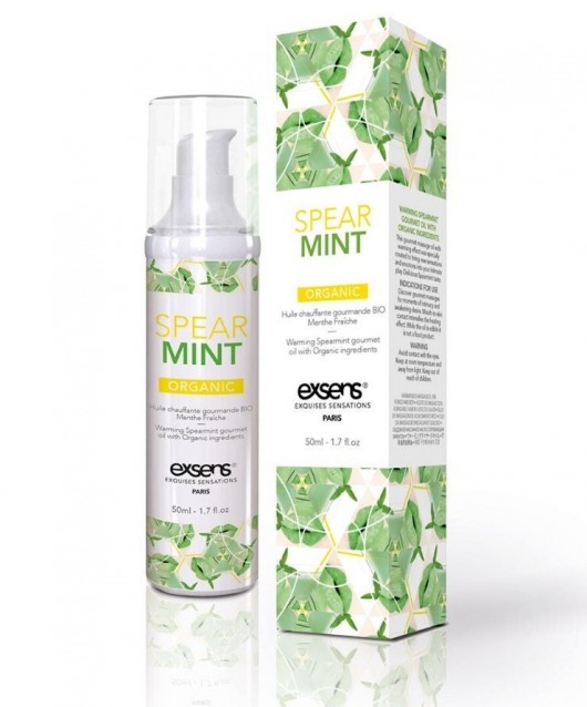 Разогревающее массажное масло Gourmet Spearmint Organic с органическими ингредиентами - 50 мл. - Exsens - купить с доставкой в Сургуте