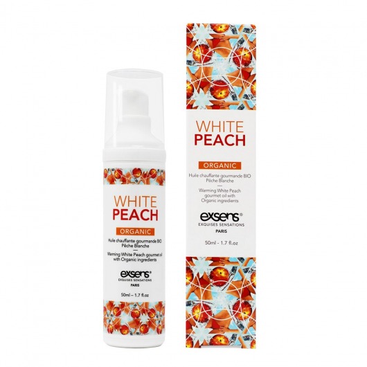 Разогревающее массажное масло Gourmet White Peach Organic с органическими ингредиентами - 50 мл. - Exsens - купить с доставкой в Сургуте