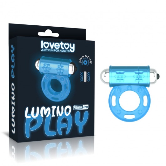 Голубое, светящееся в темноте эрекционное виброкольцо Lumino Play Vibrating Penis Ring - Lovetoy - в Сургуте купить с доставкой