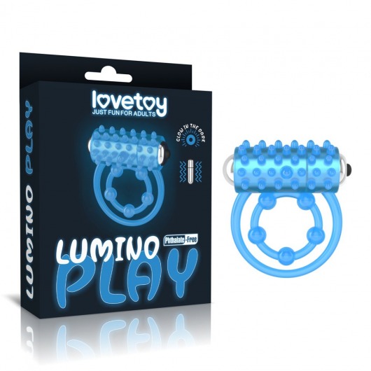 Голубое, светящееся в темноте виброкольцо Lumino Play Vibrating Penis Ring - Lovetoy - в Сургуте купить с доставкой