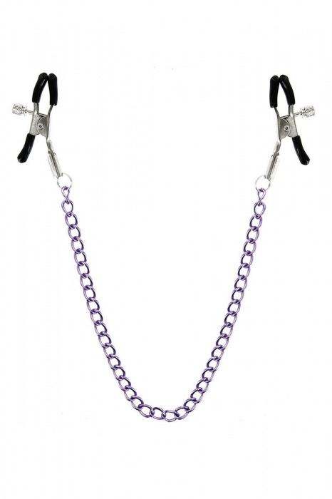 Зажимы для сосков с фиолетовой цепочкой Sweet Caress Nipple Chain - Sweet Caress - купить с доставкой в Сургуте