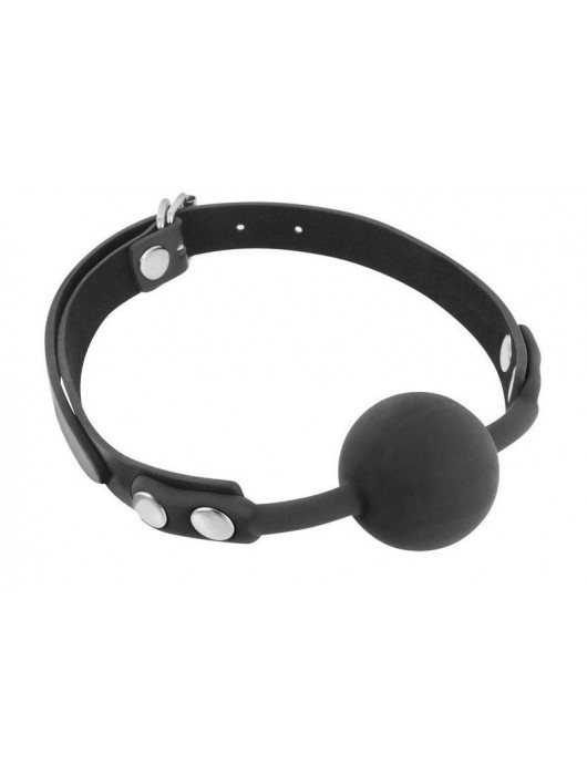 Черный силиконовый кляп-шарик на ремешках - Fetish Tentation - купить с доставкой в Сургуте