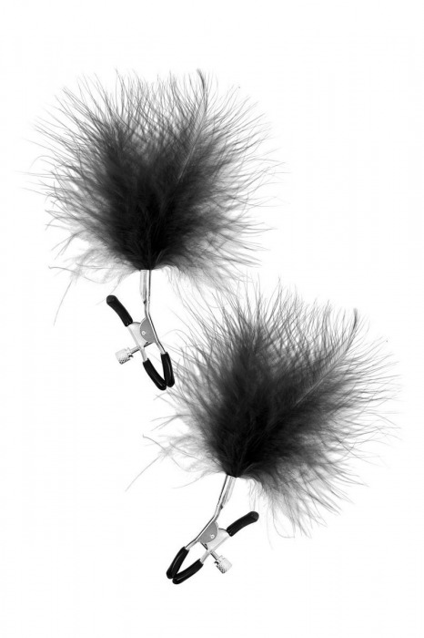 Зажимы на соски с черными пуховыми кисточками Sweet Caress Feather Nipple Clumps - Sweet Caress - купить с доставкой в Сургуте