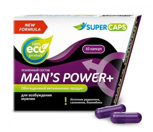 Возбуждающее средство для мужчин Mans Power plus - 10 капсул (0,35 гр.) +1 в подарок - SuperCaps - купить с доставкой в Сургуте