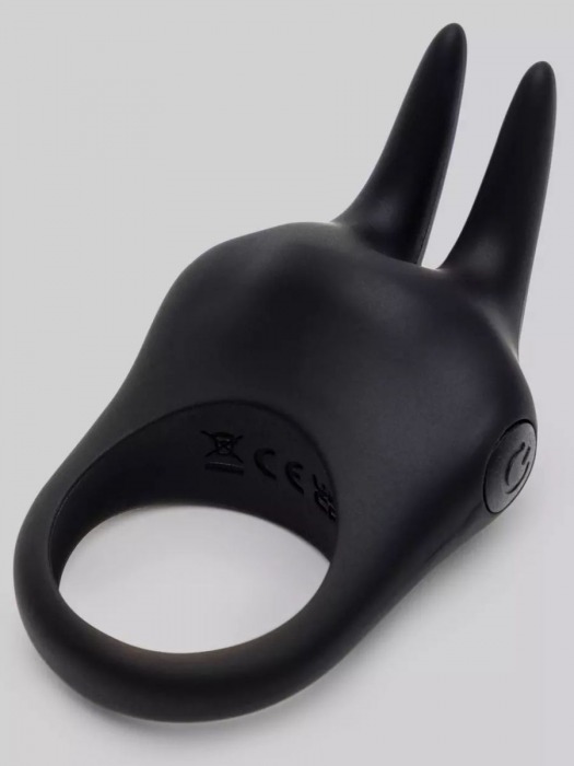 Черное эрекционное виброкольцо Sensation Rechargeable Vibrating Rabbit Love Ring - Fifty Shades of Grey - в Сургуте купить с доставкой