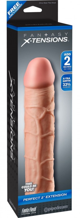Телесная насадка Fantasy X-tensions Perfect 2  Extension - 20,3 см. - Pipedream - в Сургуте купить с доставкой