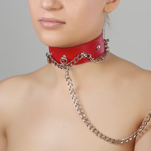 Красный ошейник из натуральной кожи - Sitabella - купить с доставкой в Сургуте