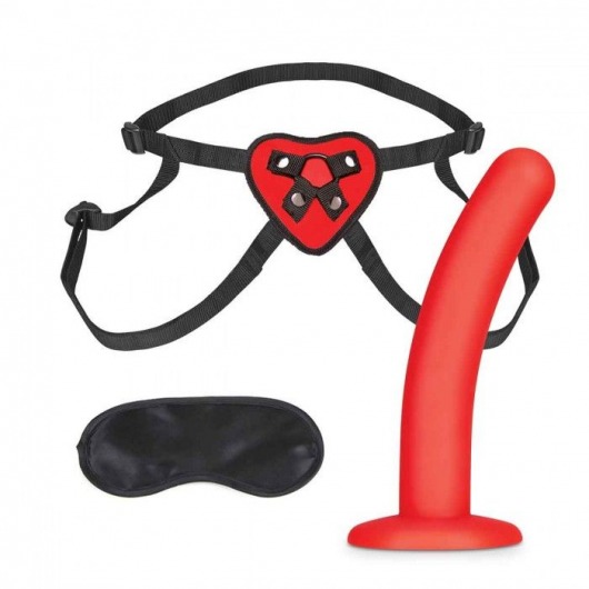 Красный поясной фаллоимитатор Red Heart Strap on Harness   5in Dildo Set - 12,25 см. - Lux Fetish - купить с доставкой в Сургуте