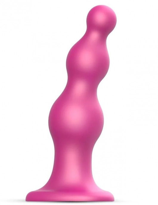 Розовая насадка Strap-On-Me Dildo Plug Beads size L - Strap-on-me - купить с доставкой в Сургуте