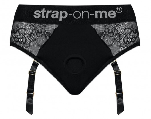 Черные трусики для насадок Diva Lingerie Harness - size L - Strap-on-me - купить с доставкой в Сургуте