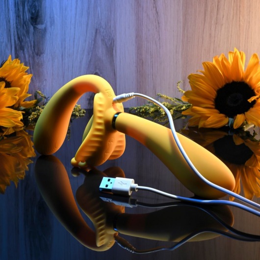 Желтый безремневой вибрострапон The Monarch - 23 см. - Evolved - купить с доставкой в Сургуте