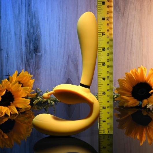 Желтый безремневой вибрострапон The Monarch - 23 см. - Evolved - купить с доставкой в Сургуте