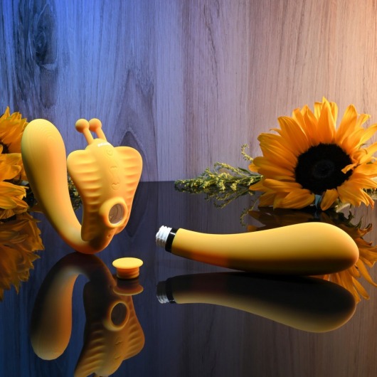 Желтый безремневой вибрострапон The Monarch - 23 см. - Evolved - купить с доставкой в Сургуте