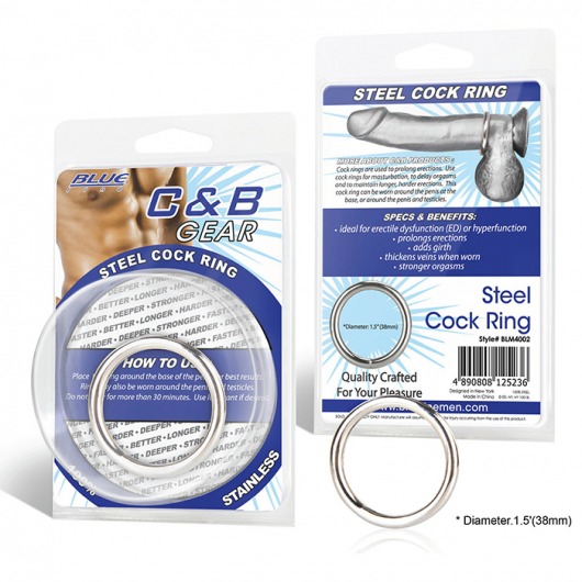 Стальное эрекционное кольцо STEEL COCK RING - 4.5 см. - BlueLine - в Сургуте купить с доставкой