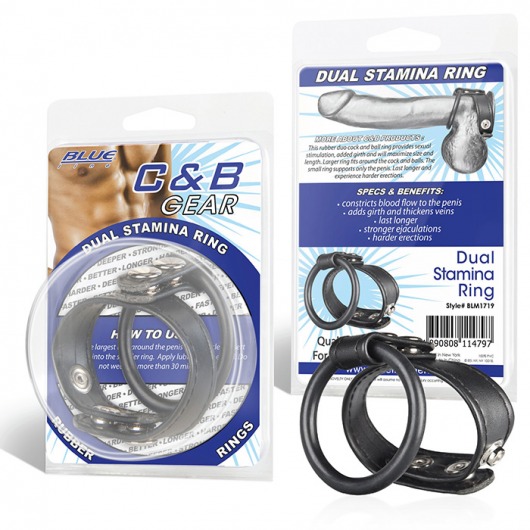 Двойное кольцо выносливости на пенис DUAL STAMINA RING - BlueLine - в Сургуте купить с доставкой