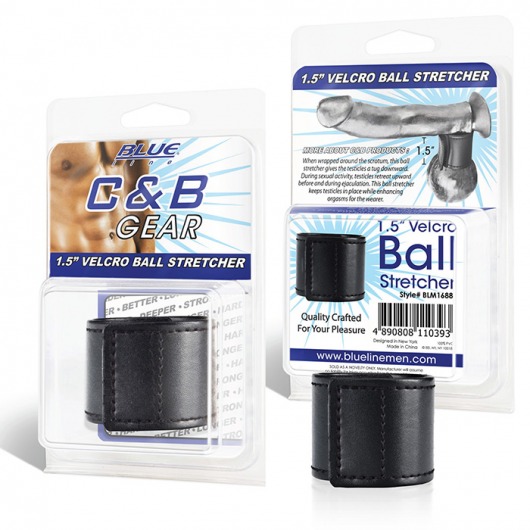 Хомут-утяжка для мошонки из искусственной кожи на липучке VELCRO BALL STRETCHER- 4 см. - BlueLine - в Сургуте купить с доставкой