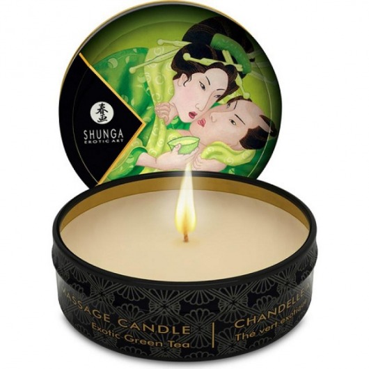 Массажная свеча Exotic Green Tea с ароматом зелёного чая - 30 мл. - Shunga - купить с доставкой в Сургуте