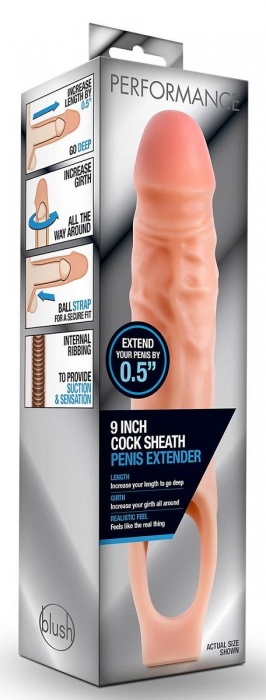 Телесная насадка на пенис 9 Inch Cock Sheath Extender - 22,2 см. - Blush Novelties - в Сургуте купить с доставкой