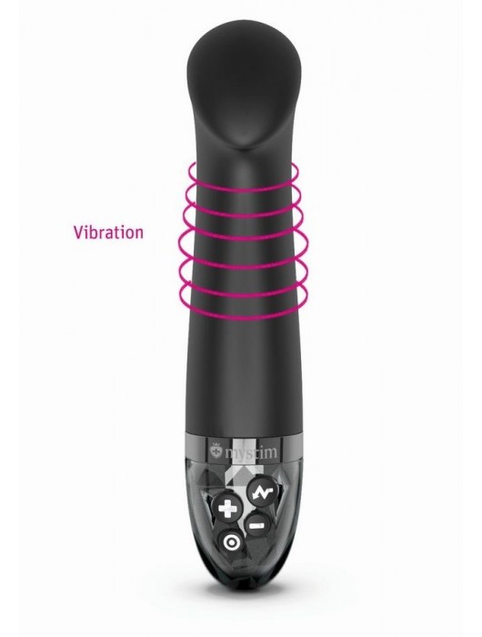 Черный вибратор с функцией электростимуляции Right on Ron - 17 см. - MyStim - купить с доставкой в Сургуте