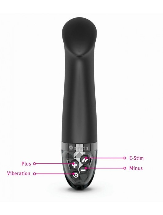 Черный вибратор с функцией электростимуляции Right on Ron - 17 см. - MyStim - купить с доставкой в Сургуте