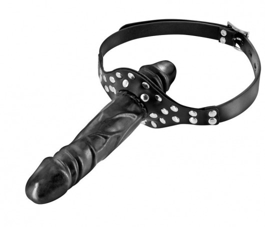 Черный кляп-фаллоимитатор Double Penis Gag - Fetish Tentation - купить с доставкой в Сургуте