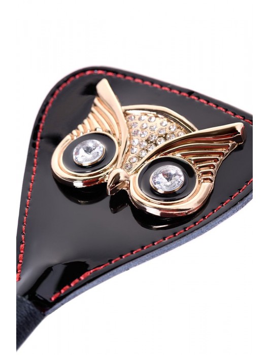 Чёрный стек с совой на кожаном наконечнике - 24 см. - ToyFa - купить с доставкой в Сургуте