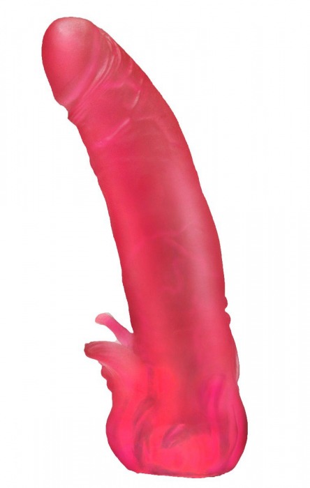 Розовая насадка для страпона с клиторальными лепестками - 18,5 см. - LOVETOY (А-Полимер) - купить с доставкой в Сургуте