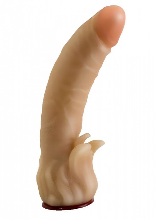 Телесная гелевая насадка-фаллос с клиторальными лепестками - 18,5 см. - LOVETOY (А-Полимер) - купить с доставкой в Сургуте
