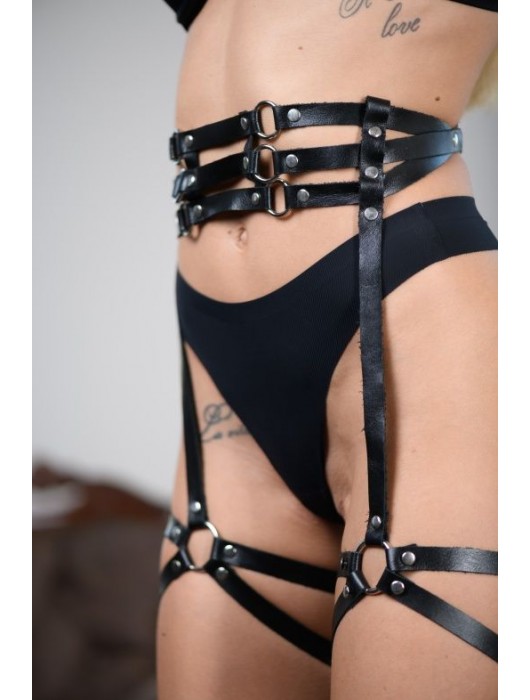 Кожаные гартеры на поясе Esteria - БДСМ Арсенал - купить с доставкой в Сургуте