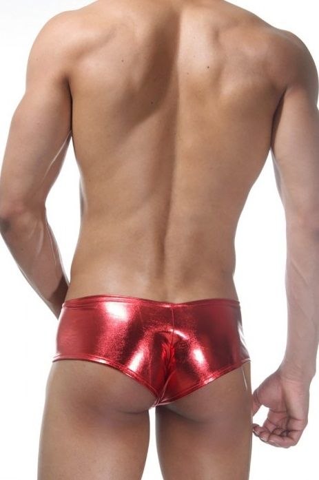 Красные блестящие трусы-хипсы с кружевными вставками - La Blinque купить с доставкой