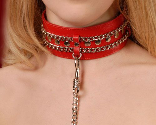 Красный ошейник с цепочками - Sitabella - купить с доставкой в Сургуте
