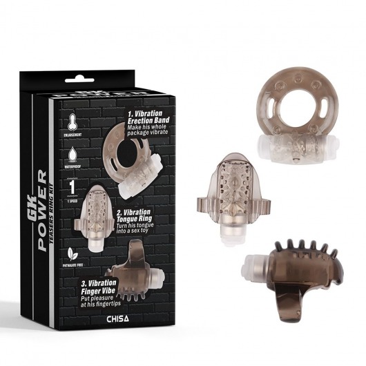 Набор из 3 дымчатых эрекционных колец с вибрацией Teasers Ring Kit - Chisa - в Сургуте купить с доставкой