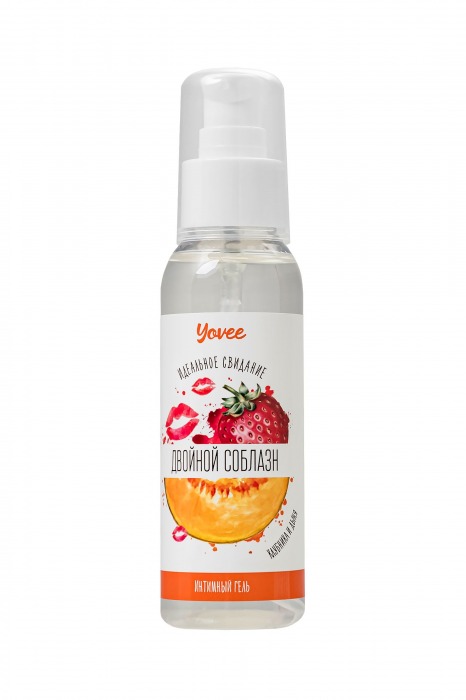 Съедобная гель-смазка Yovee «Двойной соблазн» с Д-пантенолом и вкусом клубники и дыни - 100 мл. - ToyFa - купить с доставкой в Сургуте
