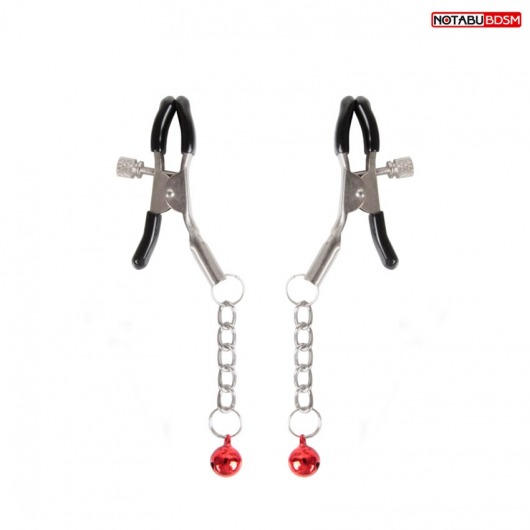 Серебристые зажимы на соски с шариками на цепочках - Notabu - купить с доставкой в Сургуте