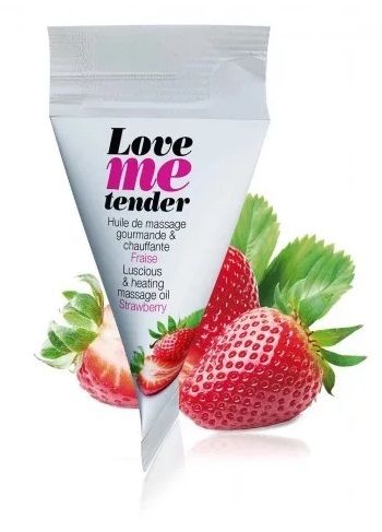 Съедобное согревающее массажное масло Love Me Tender Strawberry с ароматом клубники - 10 мл. - Love to Love - купить с доставкой в Сургуте