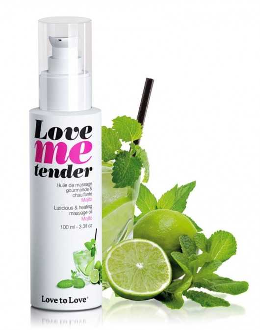 Съедобное согревающее массажное масло Love Me Tender Mojito с ароматом мохито - 100 мл. - Love to Love - купить с доставкой в Сургуте