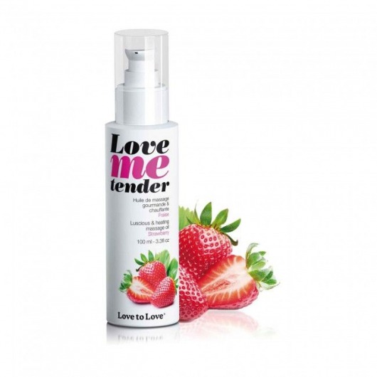 Съедобное согревающее массажное масло Love Me Tender Strawberry с ароматом клубники - 100 мл. - Love to Love - купить с доставкой в Сургуте