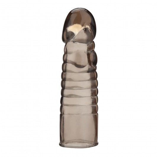 Дымчатая насадка-удлинитель Ribbed Realistic Penis Enhancing Sleeve Extension - 15,2 см. - BlueLine - в Сургуте купить с доставкой