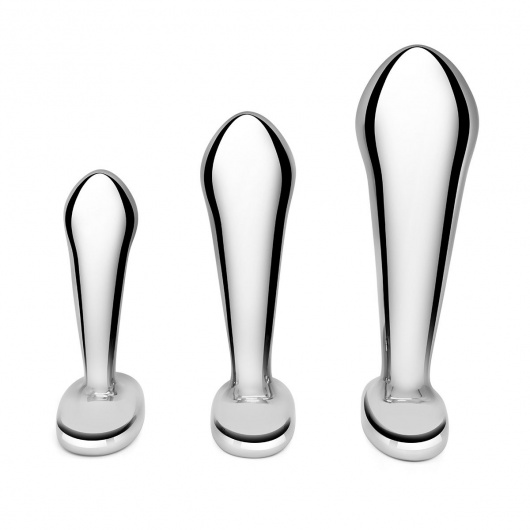 Набор из 3 стальных стимуляторов простаты Stainless Steel P-spot Training Set - b-Vibe - в Сургуте купить с доставкой