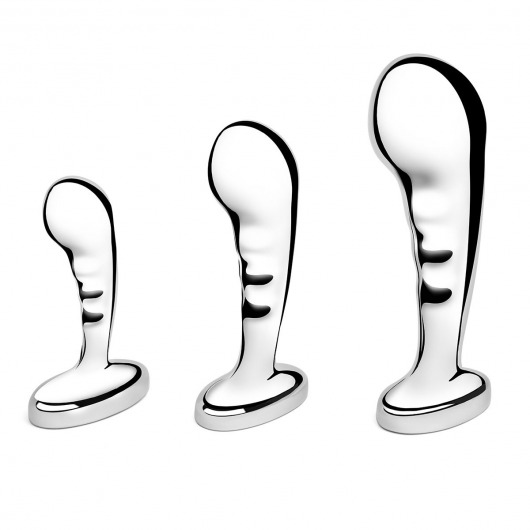 Набор из 3 стальных стимуляторов простаты Stainless Steel P-spot Training Set - b-Vibe - в Сургуте купить с доставкой