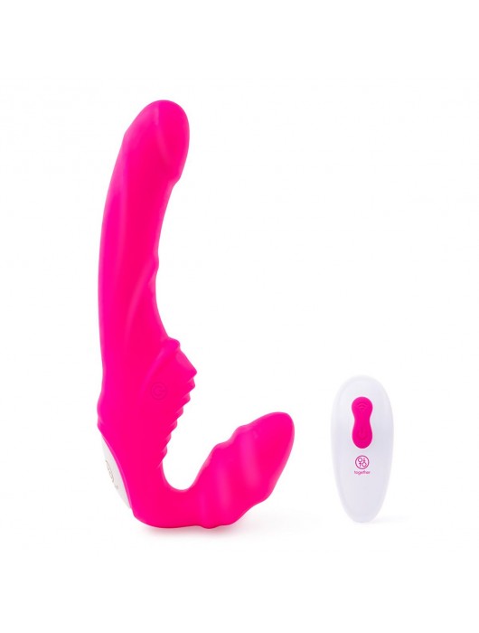 Розовый безремневой страпон на радиоуправлении Strapless Together - 22 см. - Together Toy - купить с доставкой в Сургуте