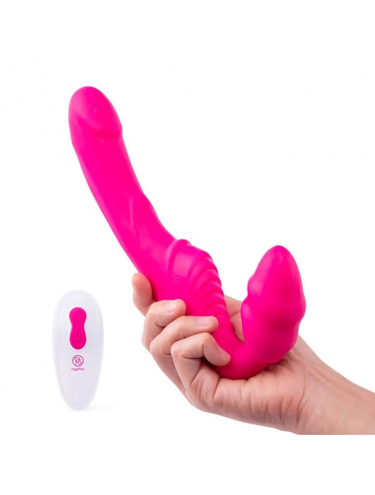 Розовый безремневой страпон на радиоуправлении Strapless Together - 22 см. - Together Toy - купить с доставкой в Сургуте