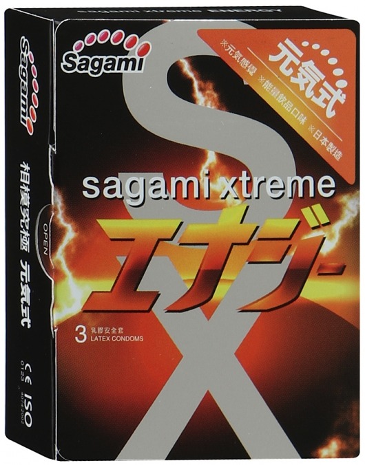 Презервативы Sagami Xtreme ENERGY с ароматом энергетика - 3 шт. - Sagami - купить с доставкой в Сургуте