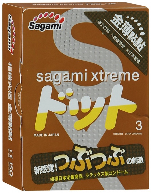 Презервативы Sagami Xtreme FEEL UP с точечной текстурой и линиями прилегания - 3 шт. - Sagami - купить с доставкой в Сургуте