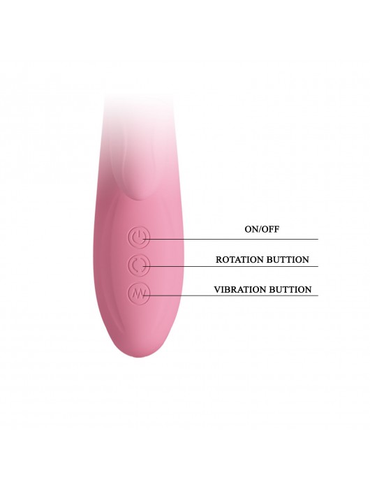 Розовый вибратор-кролик Gina с клиторальной щеточкой - 20,5 см. - Baile