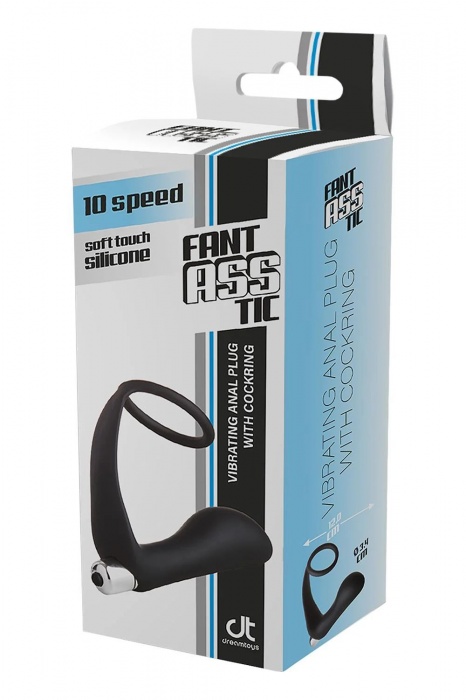 Черное эрекционное кольцо с вибропробкой Vibrating Anal Plug With Cockring - Dream Toys - в Сургуте купить с доставкой